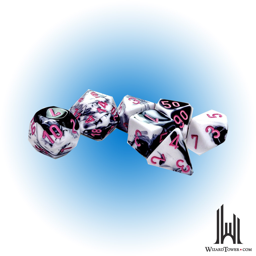 Gemini - Polyhedral 7-die Set Black-White/Pink